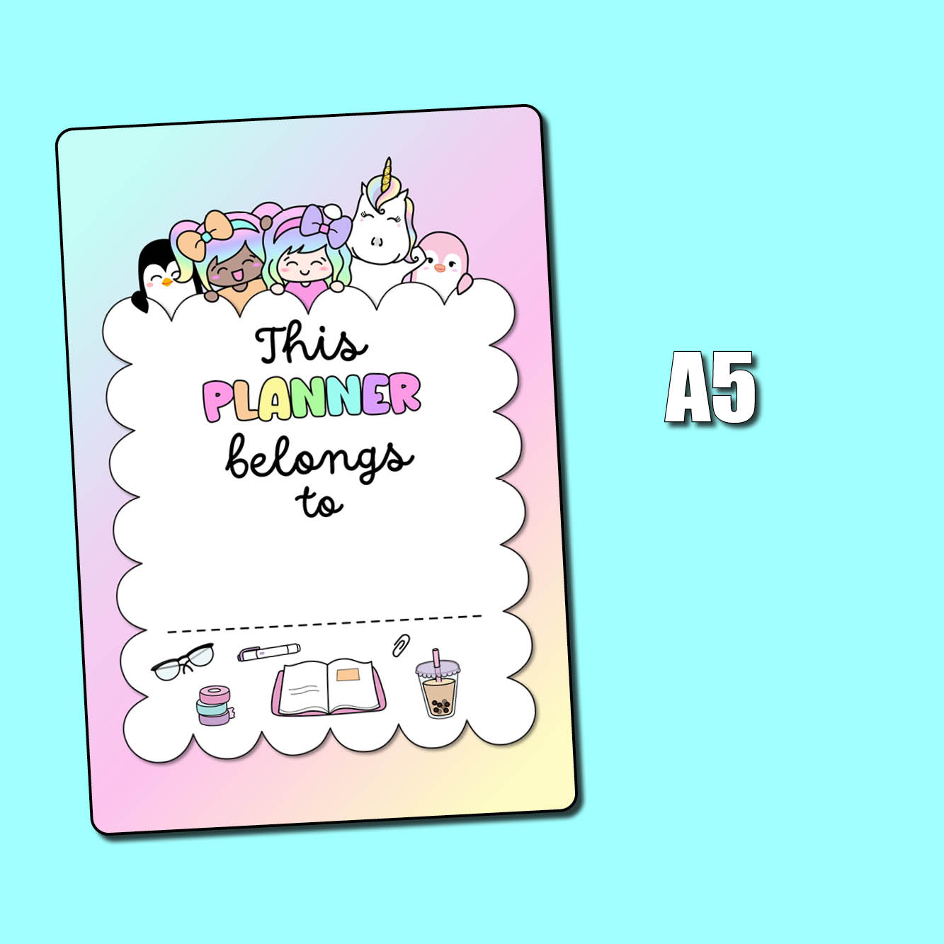 Pastel Rainbow "This Planner Belongs To" Jumbo Sticker – Shine Sticker ...