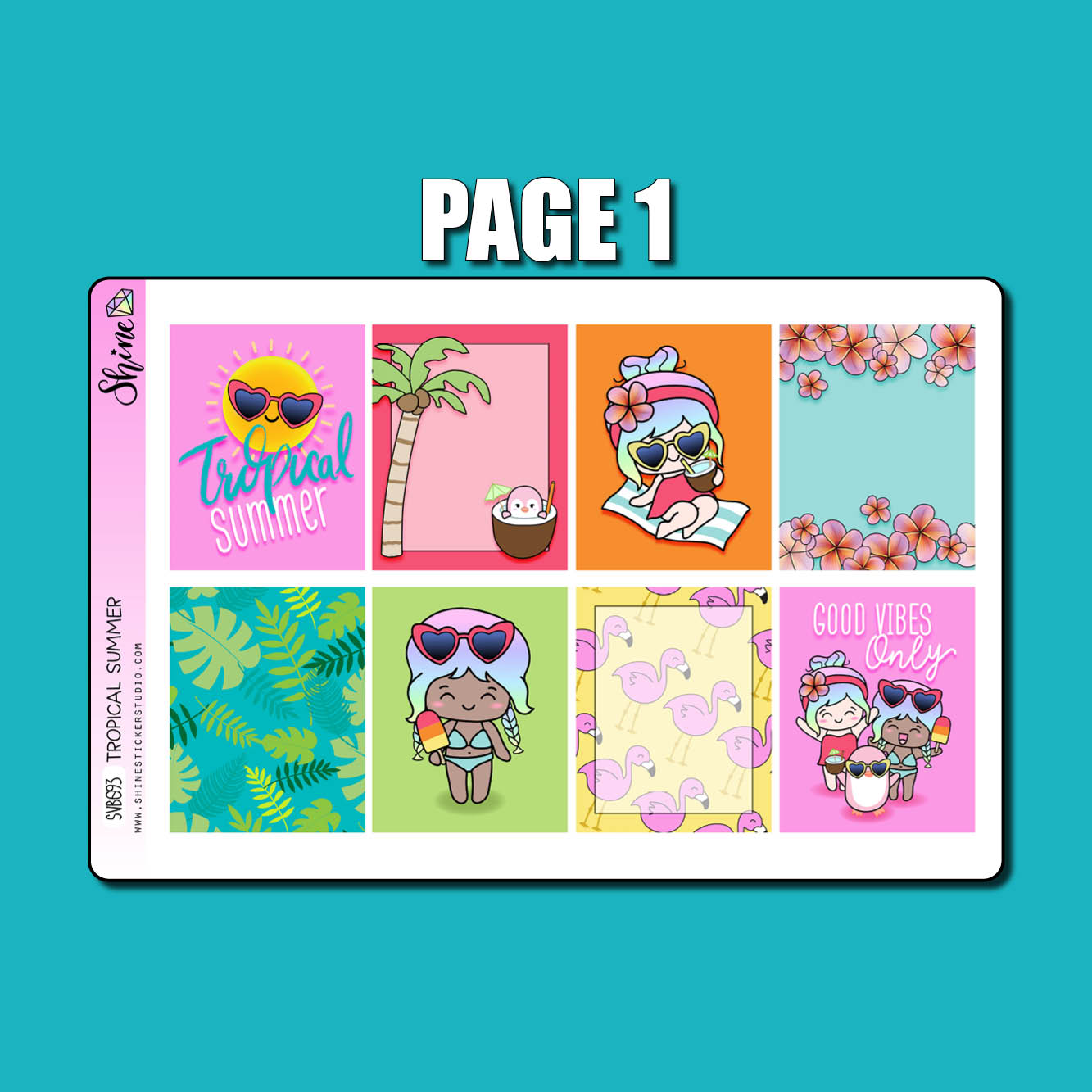 Tropical Summer Vertical Weekly Sticker Kit – Shine Sticker Studio