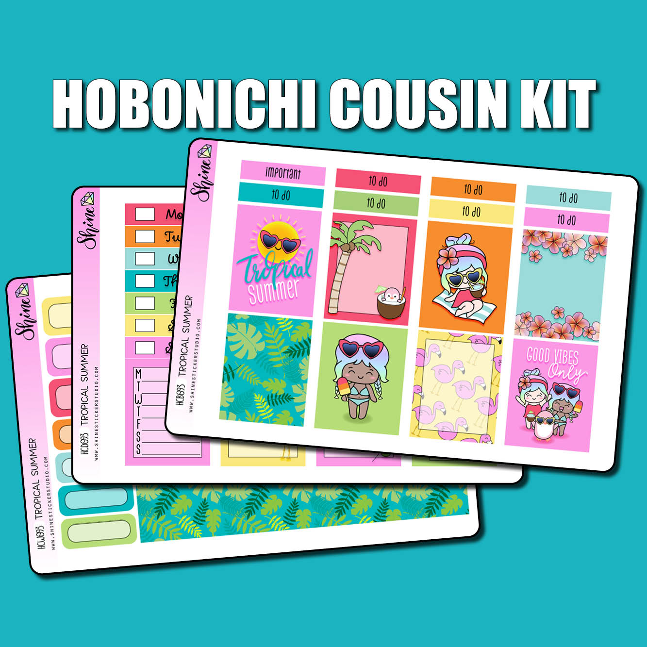 Tropical Summer Hobonichi Cousin Sticker Kit – Shine Sticker Studio