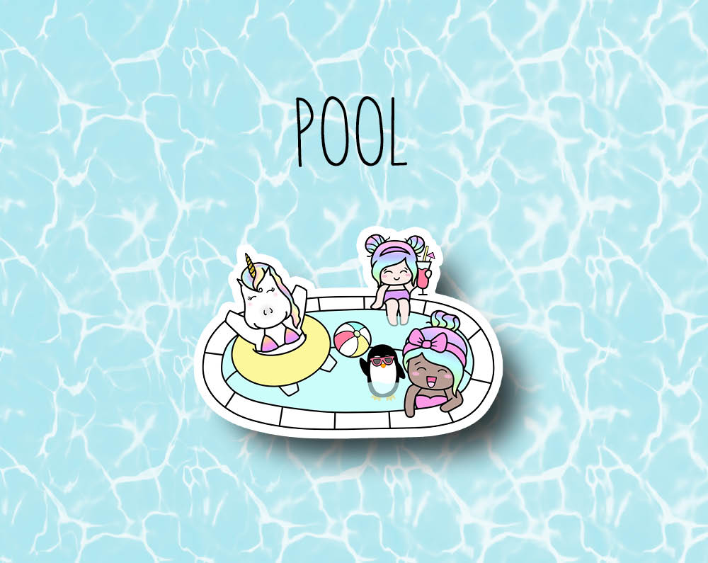 Pool Party Sticker DIE CUT Collection – Shine Sticker Studio