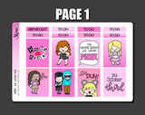 Pink Planner Tabs & Pink Hobonichi Cousin Sticker Kit By Shine Studio