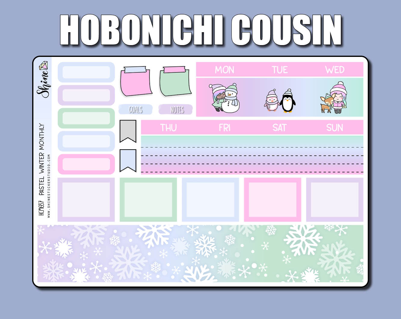 Undated Pastel Winter Monthly Kit - Hobonichi Cousin/Weeks – Shine ...
