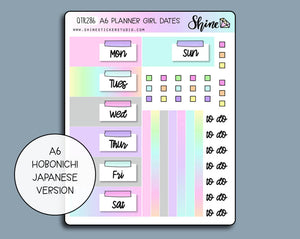 A6 Planner Girl Hobonichi Date Cover Stickers