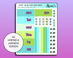 A6 All That Sass Hobonichi Date Cover Stickers