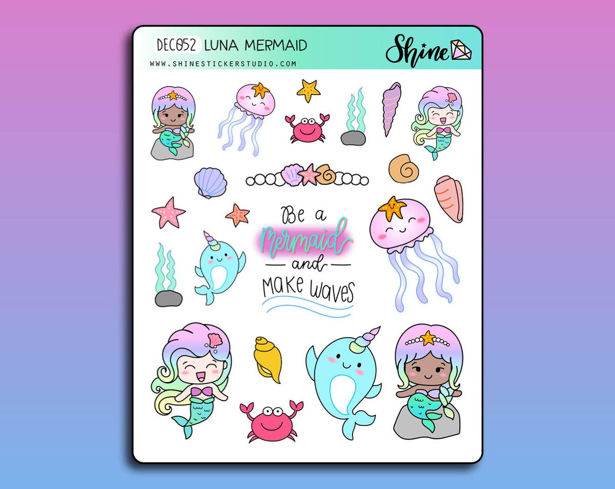 Luna Mermaid - Deco Stickers – Shine Sticker Studio