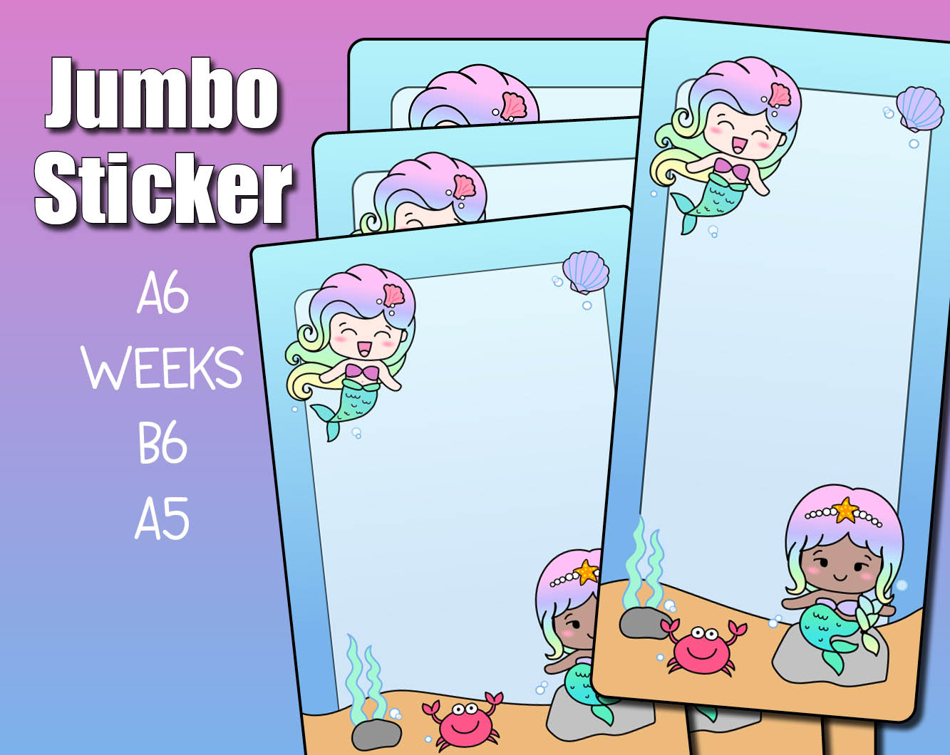 Luna Mermaid Jumbo Sticker – Shine Sticker Studio