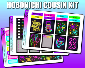 Neon New Years 2023 - Hobonichi Cousin Sticker Kit