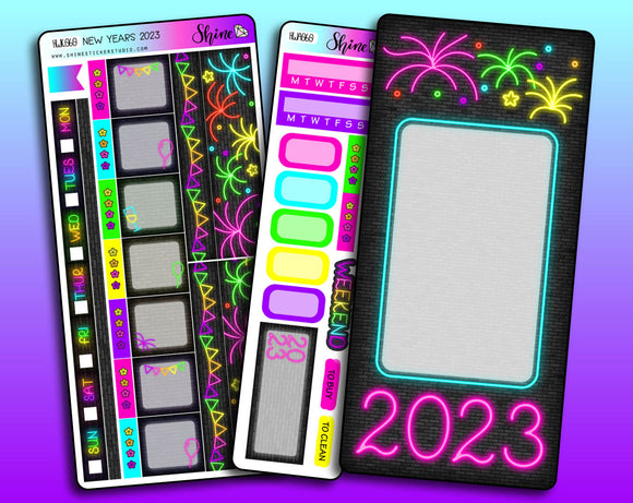 Neon New Years 2023 - Hobonichi Weeks Sticker Kit