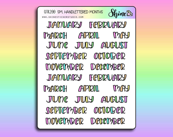 Small Colorful Hand-lettered Month Stickers By Shine Sticker Studio