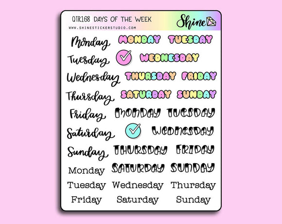 Days of the Week Stickers By Shine Sticker Studio