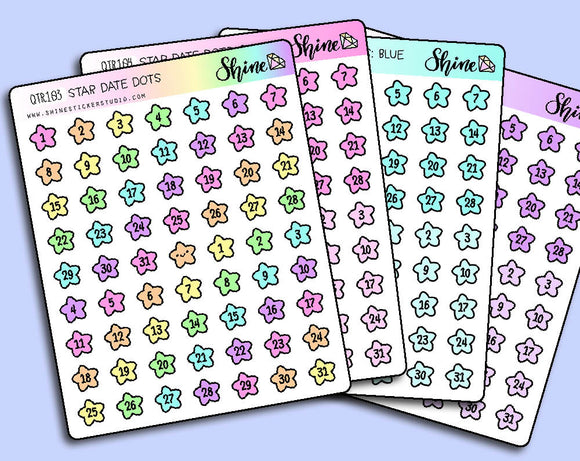 Colorful Star Date Dot Stickers By Shine Sticker Studio