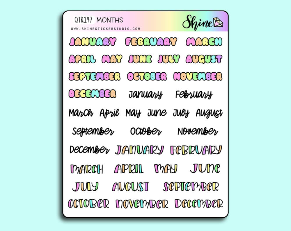 Months Stickers – Shine Sticker Studio