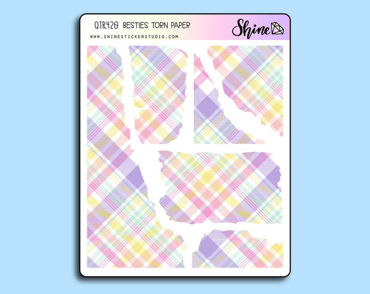 Besties Torn Paper Stickers – Shine Sticker Studio