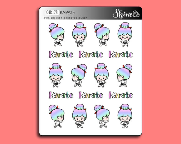 Colorful Luna Karate Stickers Designed By Shine Sticker Studio