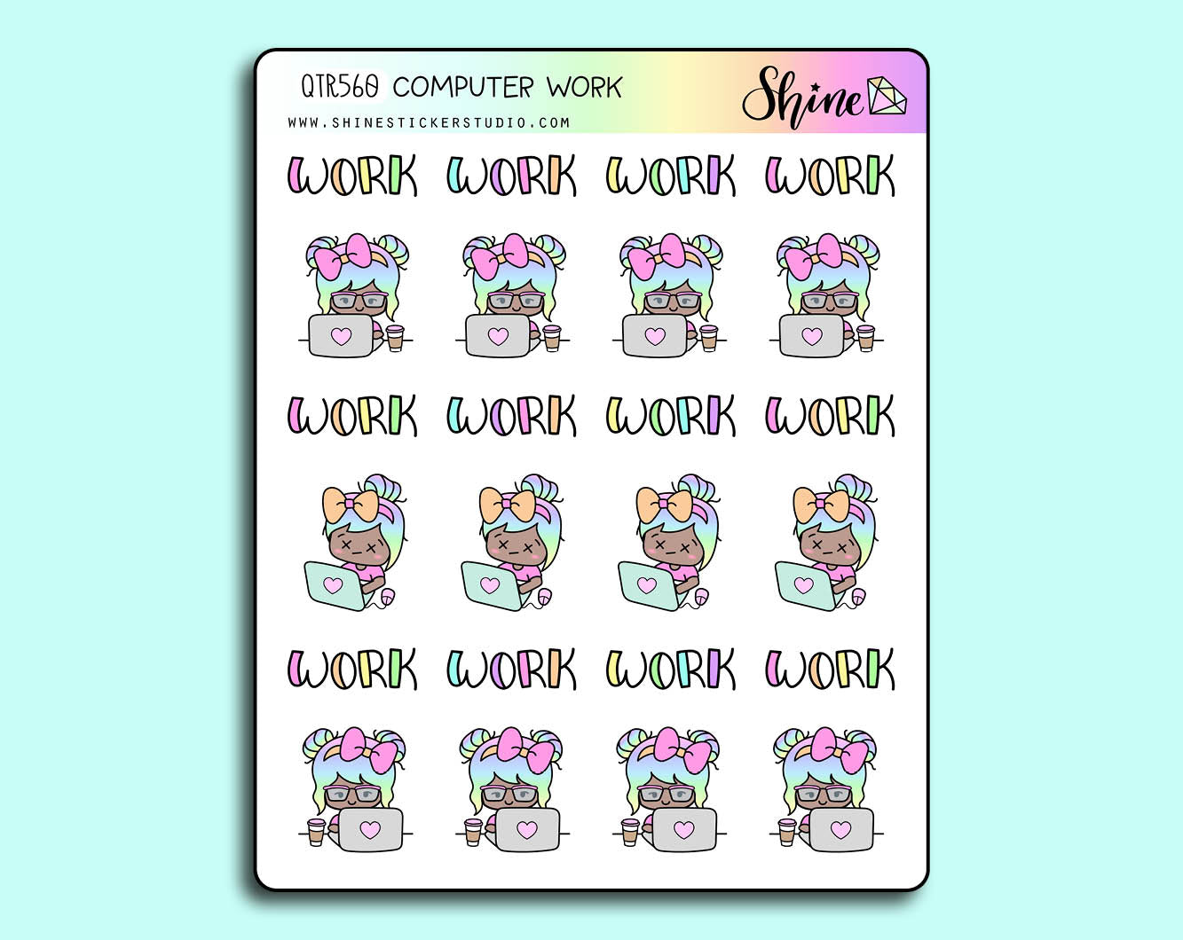 Luna Computer Work Stickers – Shine Sticker Studio