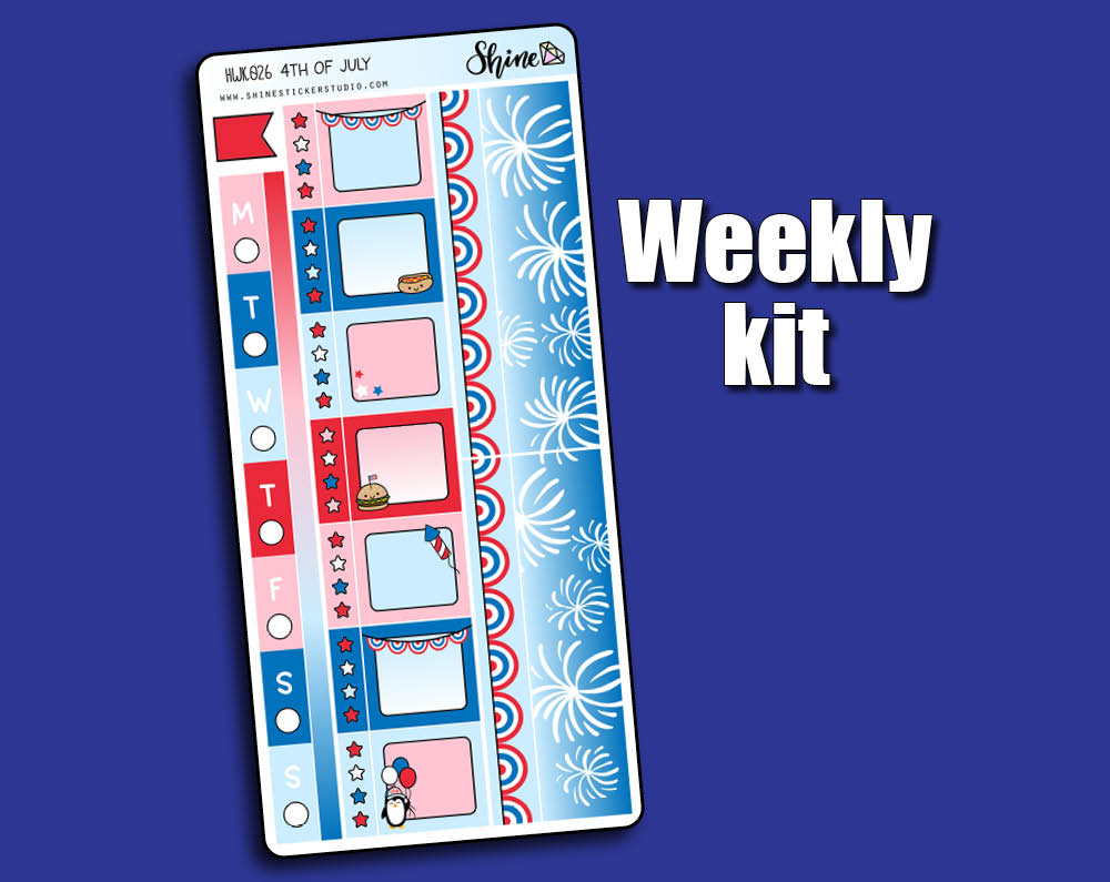 4th of July Hobonichi Weeks Sticker Kit – Shine Sticker Studio