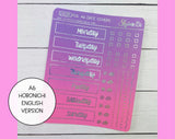 Purple Hobonichi Date Cover Stickers with English Version By Shine Sticker Studio