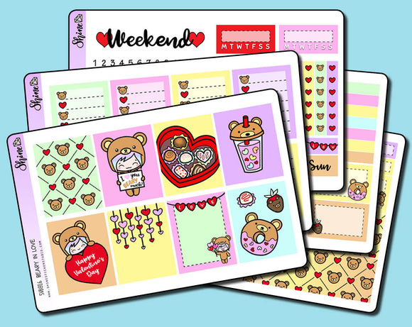 Beary In Love Vertical Weekly Sticker Kit