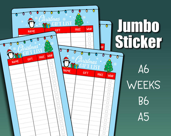 Christmas Stickers | Christmas Gift List Jumbo Sticker | Merry Christmas Stickers | Shine Sticker Studio