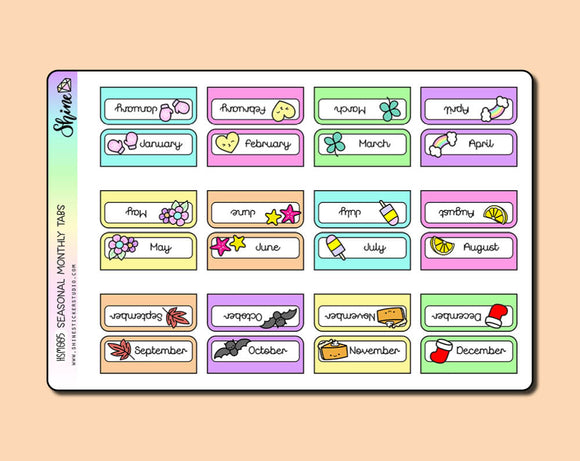 Seasonal Monthly Tab Stickers By Shine Sticker Studio 