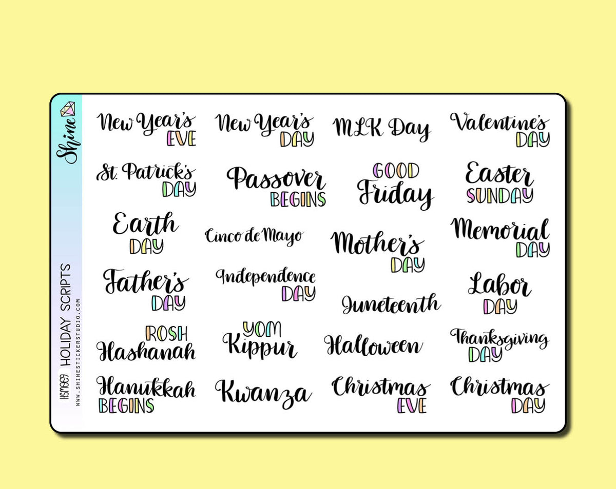 Holiday Scripts Stickers – Shine Sticker Studio