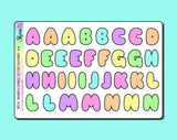 Large Rainbow Bubble Letter Alphabet Stickers