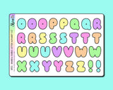 Large Rainbow Bubble Letter Alphabet Stickers