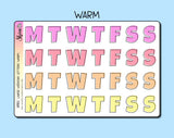 Pink, Purple, Orange, And Yellow Clear Large Weekday Letter Stickers By Shine Studio