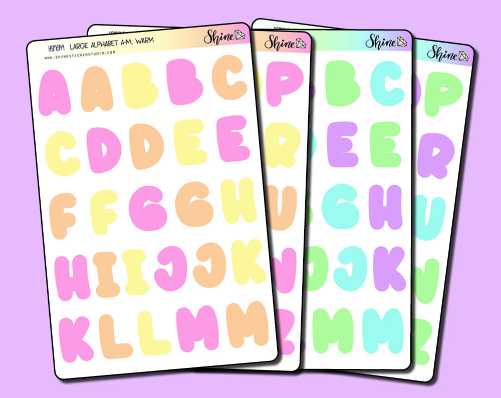 Small Rainbow Bubble Letter Alphabet Stickers – Shine Sticker Studio