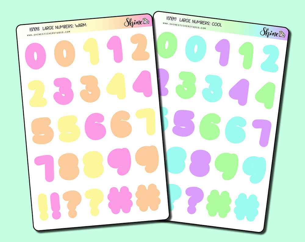 All Colors Large Number Stickers By Shine Sticker Studio