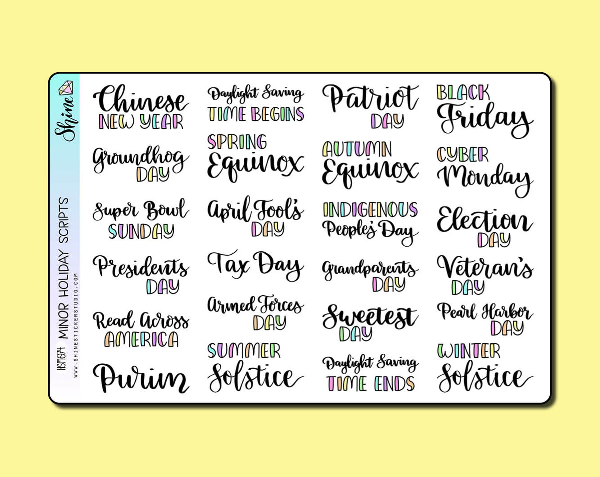 Minor Holiday Scripts Stickers – Shine Sticker Studio