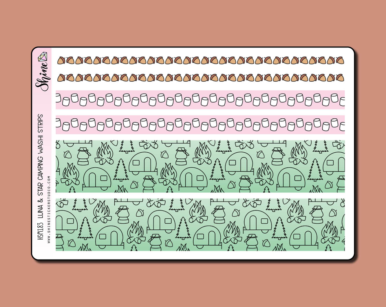 Luna & Star Camping Washi Strip Stickers