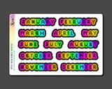 Neon Bubble Months Planner Stickers