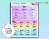 2023 Hobonichi A6 Yearly Overview Sticker Kit
