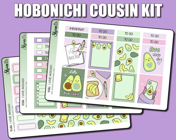 I Love Avocado - Collab with The Angel Shoppe - Hobonichi Cousin Sticker Kit