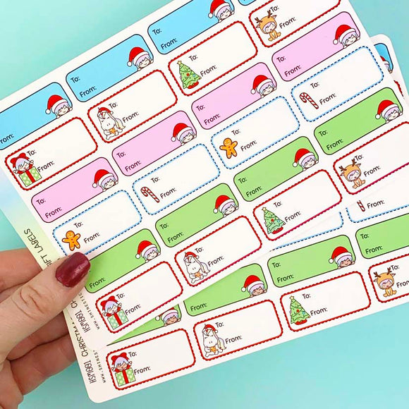 Colorful Christmas Gift Label Stickers By Shine Sticker Studio 