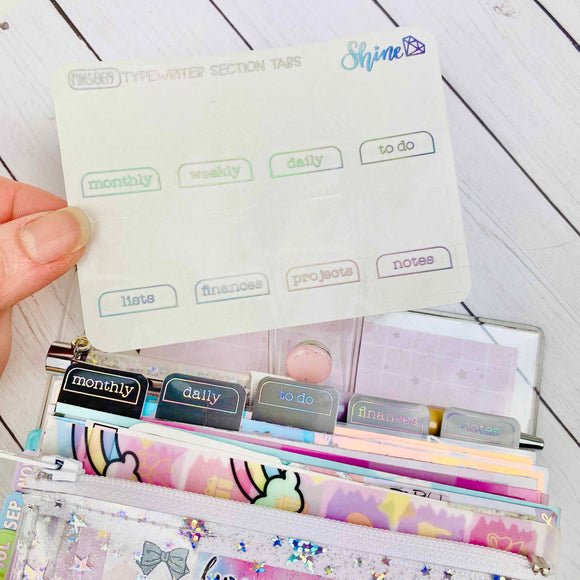 FOIL Clear Planner Section Tabs By Shine Sticker Studio 