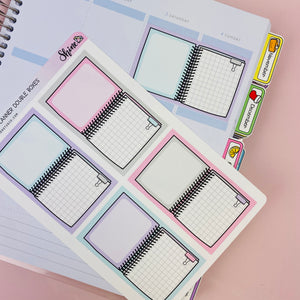 Empty Coil Planner Double Boxes Stickers | Planner Tabs | Shine Sticker Studio