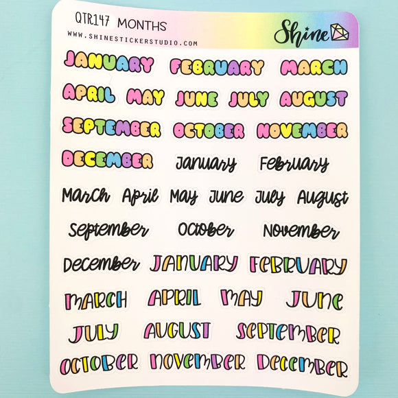 Colorful Months Cover Stickers By Shine Sticker Studio