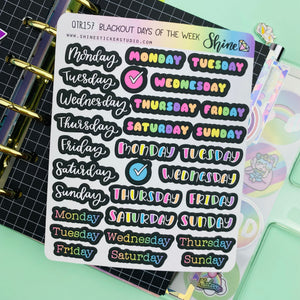 Blackout Days of the Week Stickers By Shine Sticker Studio