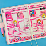 All Pink Planner Tabs & Hobonichi Cousin Stickers By Shine Studio