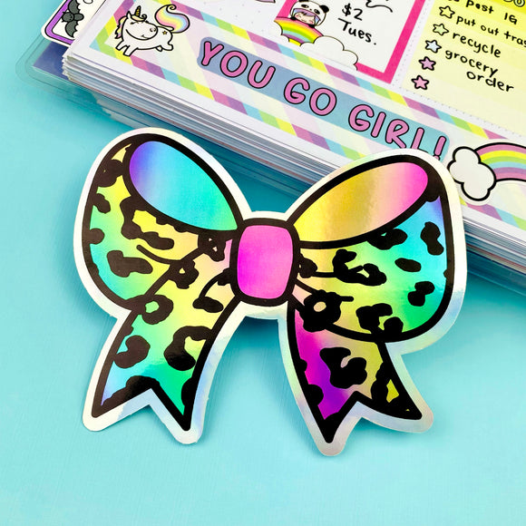 HOLOGRAPHIC Wild 90s Bow Die Cut Vinyl Decal