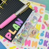 Alphabet Letter Stickers, Pink Pencil Board, and Animal Crossing Stickers Created By Shine Sticker Studio
