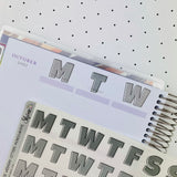 Black Weekday Letter Stickers To Plan Activities Create By Shine Sticker Studio