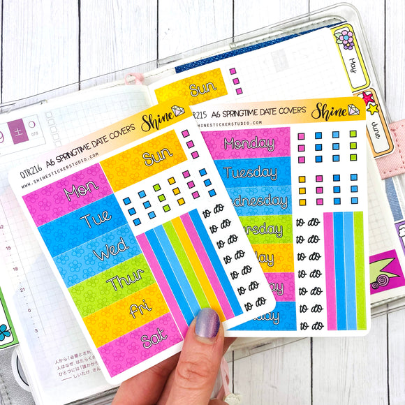 A6 Springtime Hobonichi Date Cover Stickers