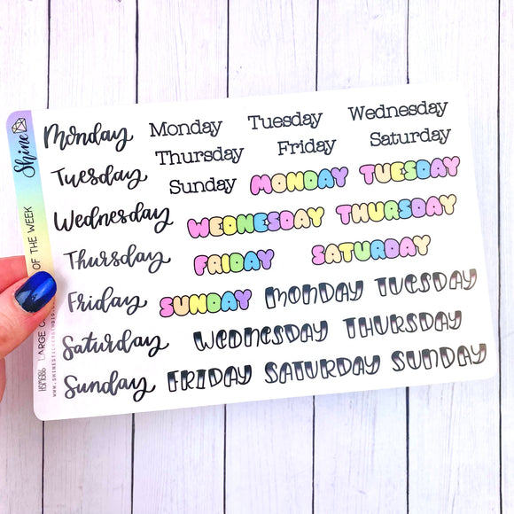 Large Clear Days of the Week Stickers