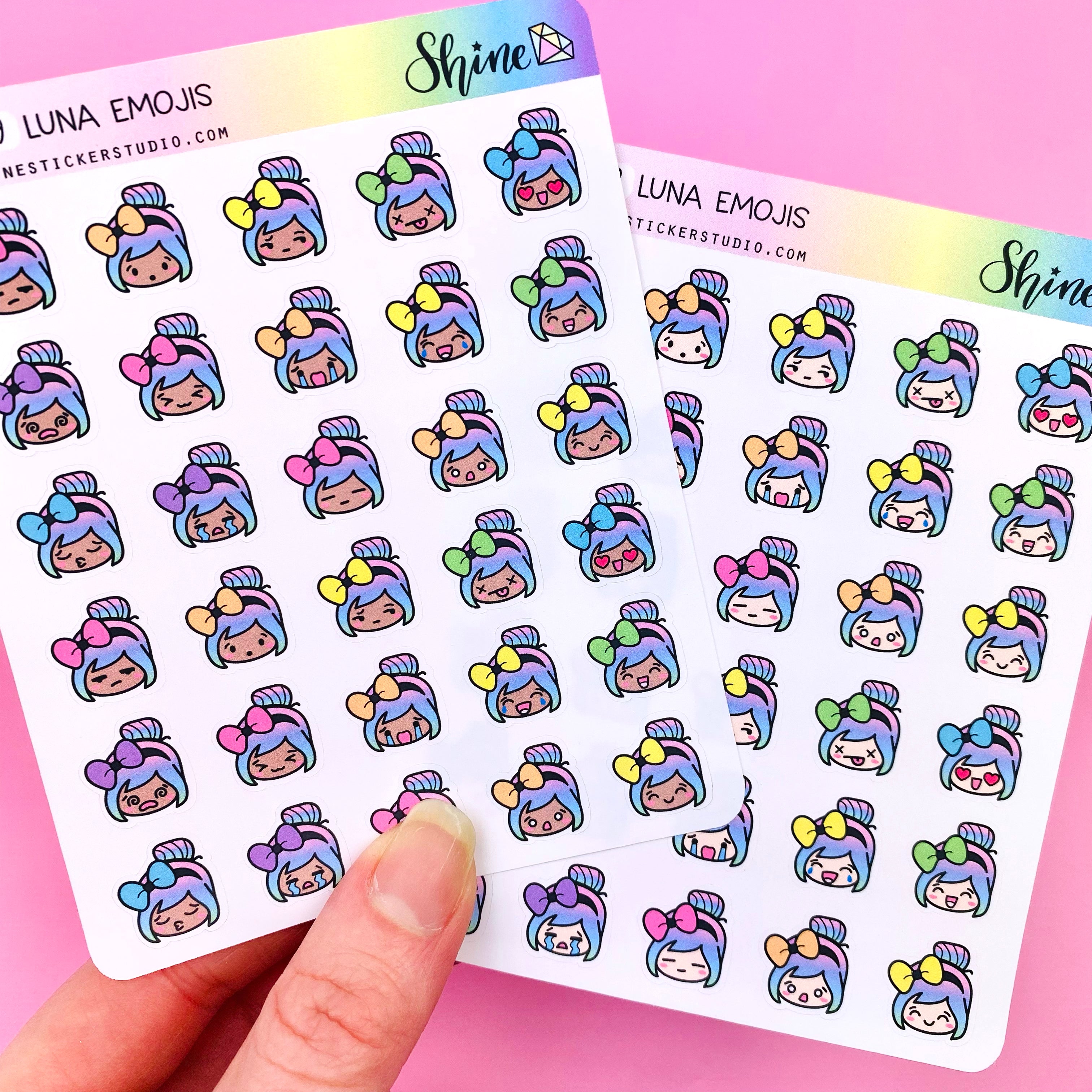 Luna Lettering Sticker Luna Emoji Stickers – Shine Sticker Studio