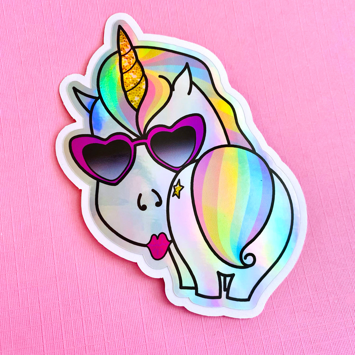 HOLOGRAPHIC Star Kissing Die Cut Vinyl Decal – Shine Sticker Studio