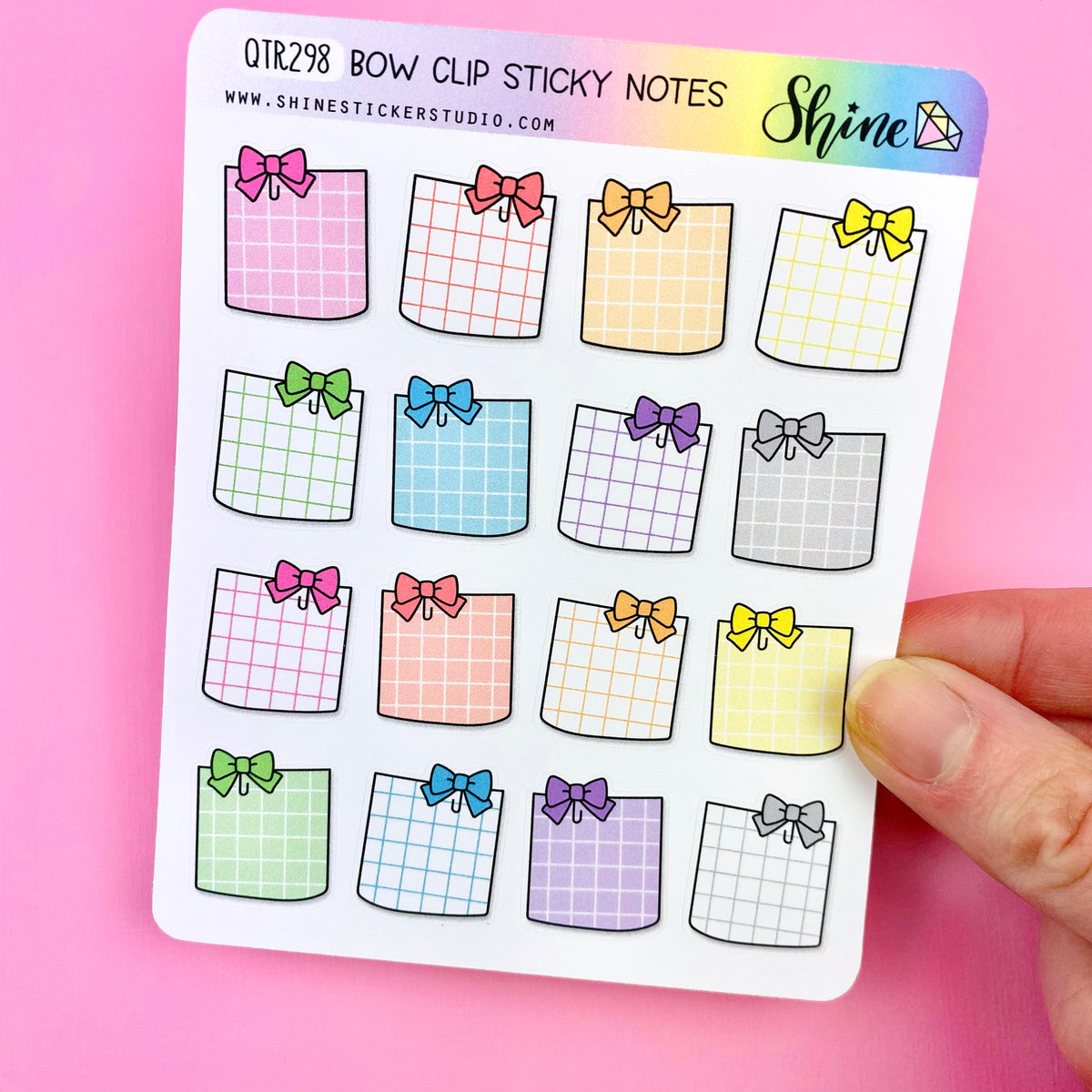 Bow Clip Sticky Note Stickers – Shine Sticker Studio
