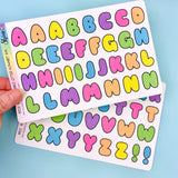 Large Rainbow Bubble Letter Alphabet Stickers